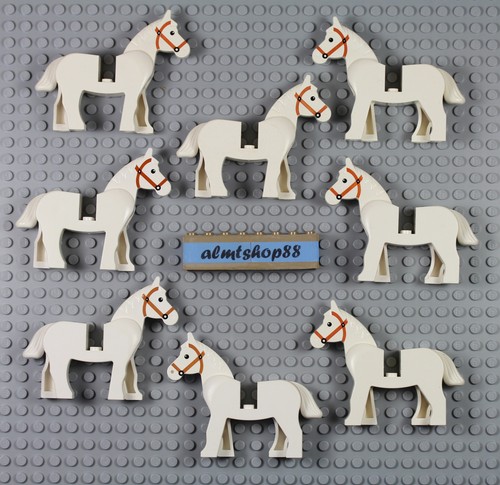 Lego white horses lot - horses, w/